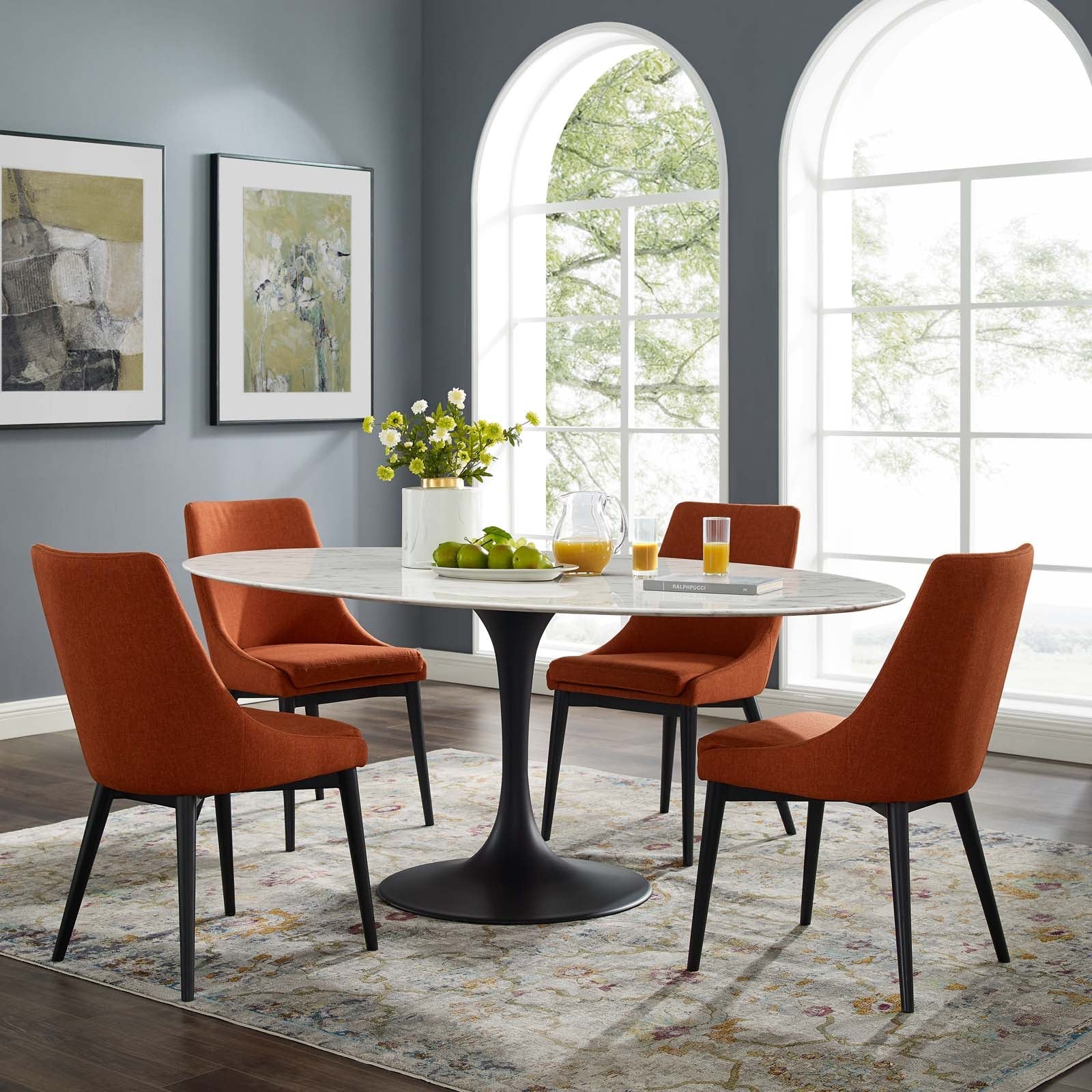 Lippa 78" Oval Faux Marble Dining Table by Modway