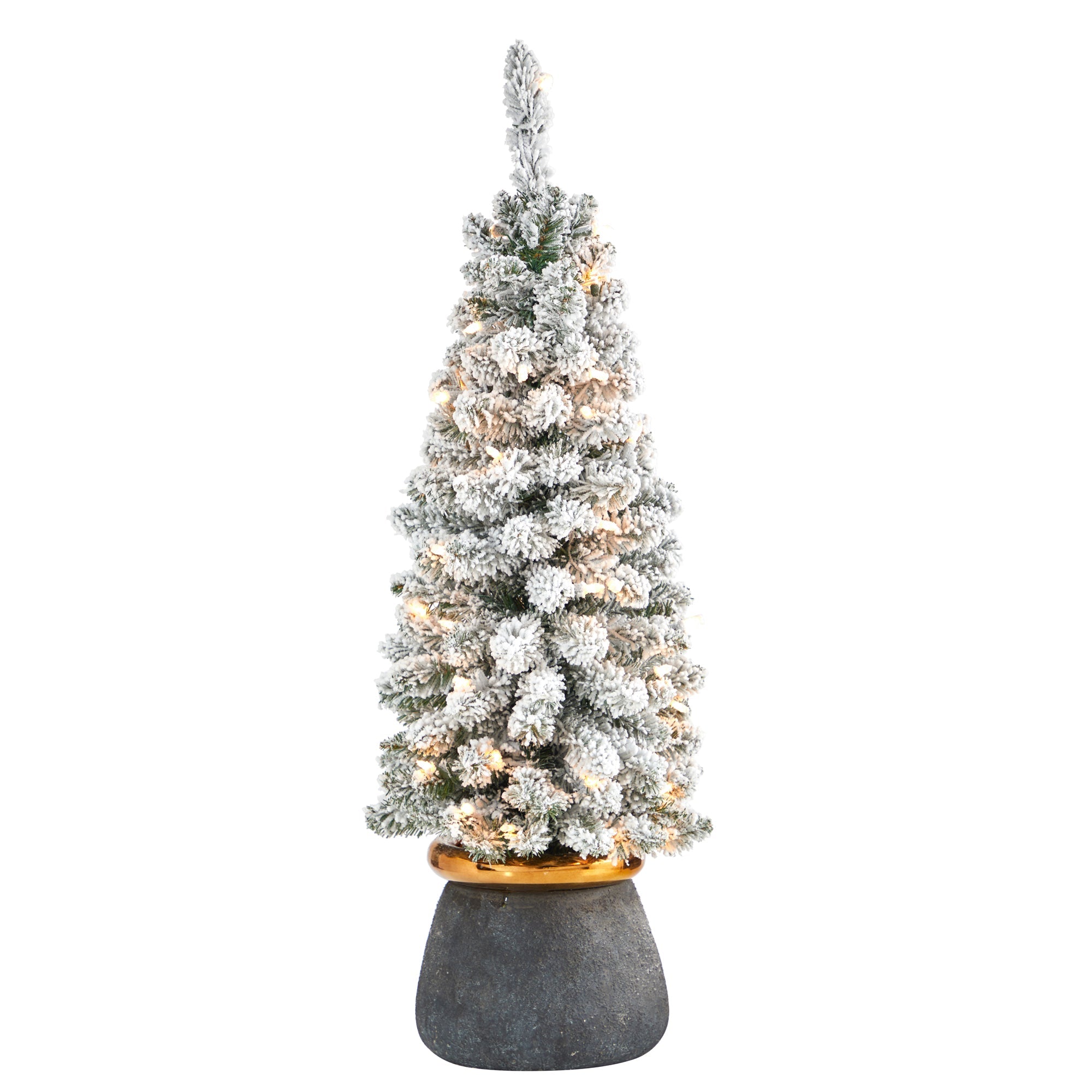 40' Flocked Pencil Artificial Christmas Tree w/ 50 Clear Lights & 132 Bendable