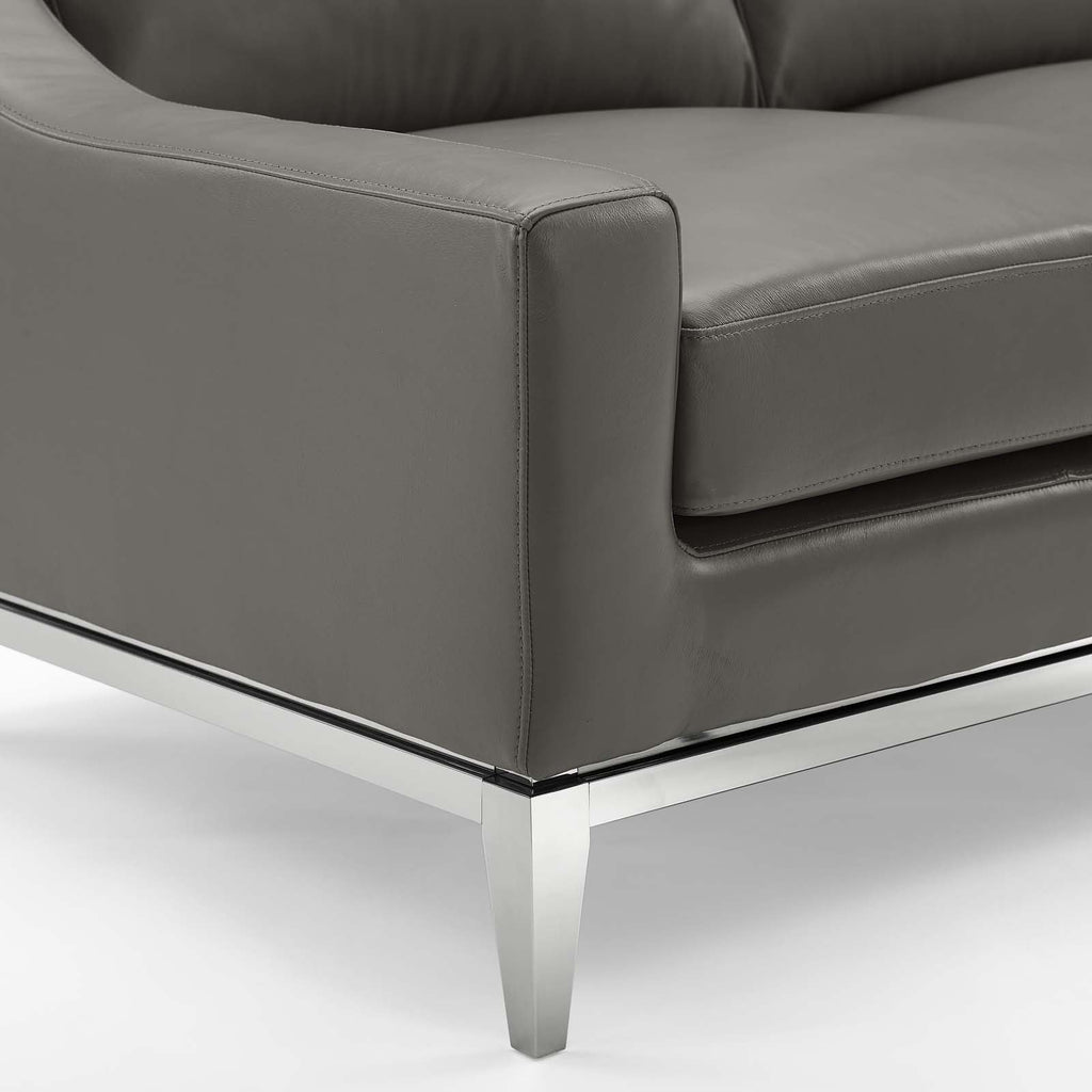 Harness 83.5" Stainless Steel Base Leather Sofa by Modway