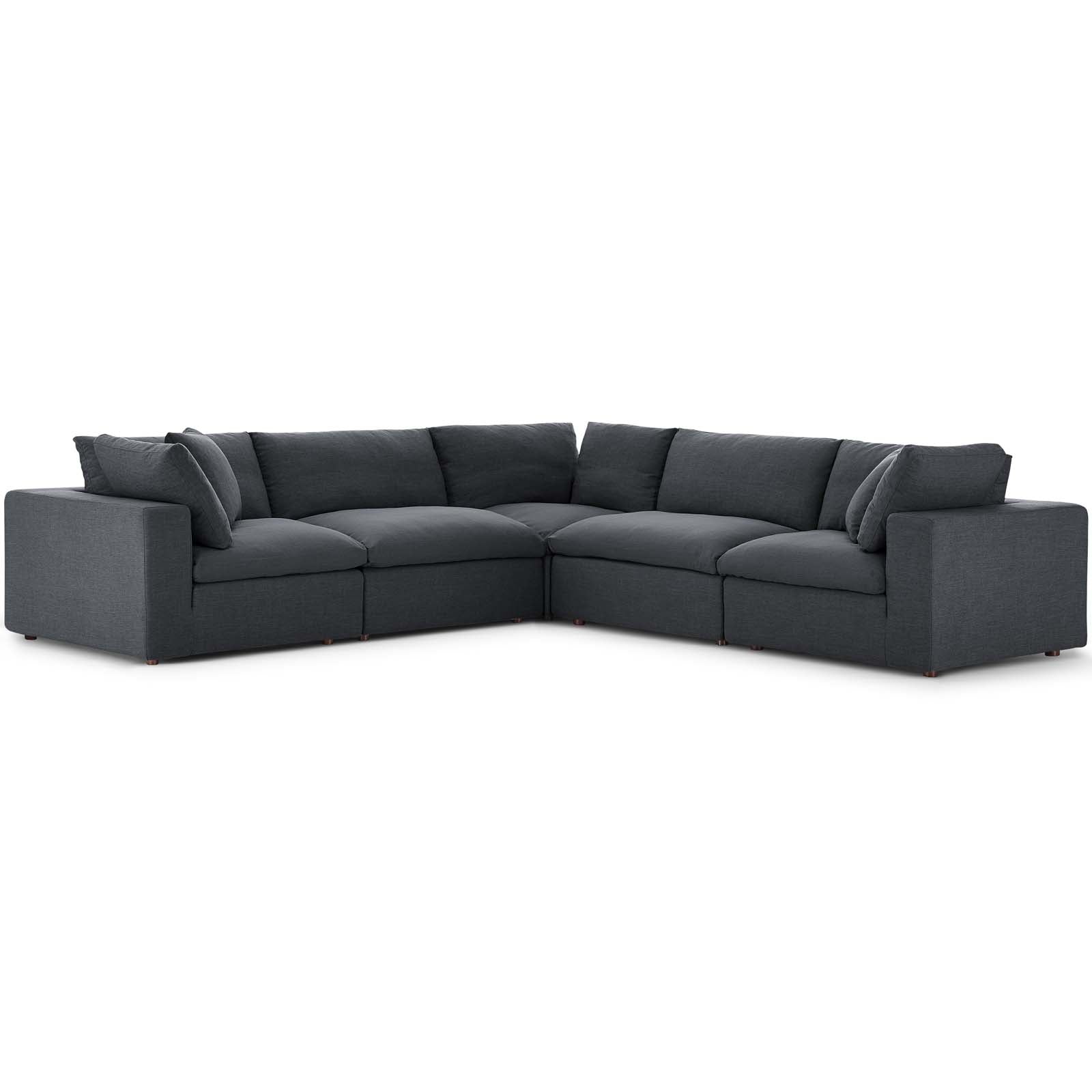 Commix 5 Piece Down Filled Overstuffed Sectional Sofa by Modway