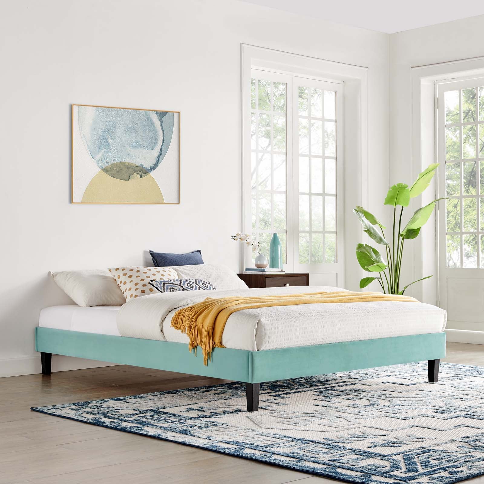 Reign Performance Velvet Queen Platform Bed Frame by Modway