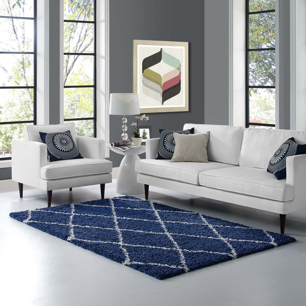 Toryn Diamond Lattice 5x8 Shag Area Rug by Modway