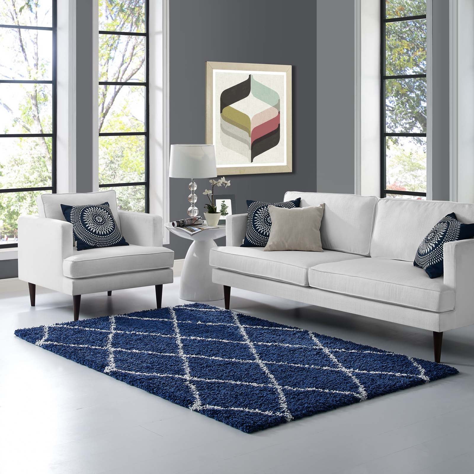 Toryn Diamond Lattice 5x8 Shag Area Rug by Modway