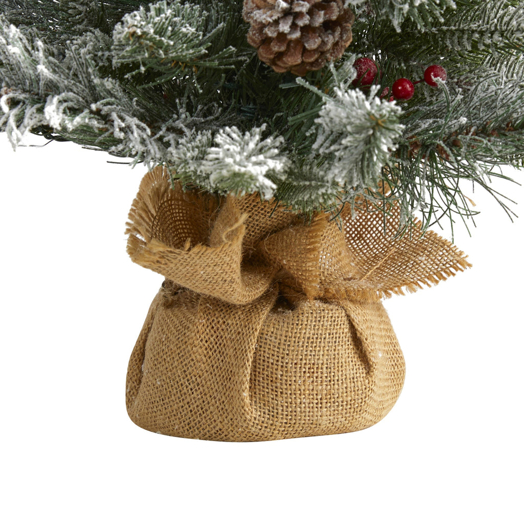 2' Flocked Artificial Christmas Tree w/ 30 Clear Lights, 73 Bendable Branches, P