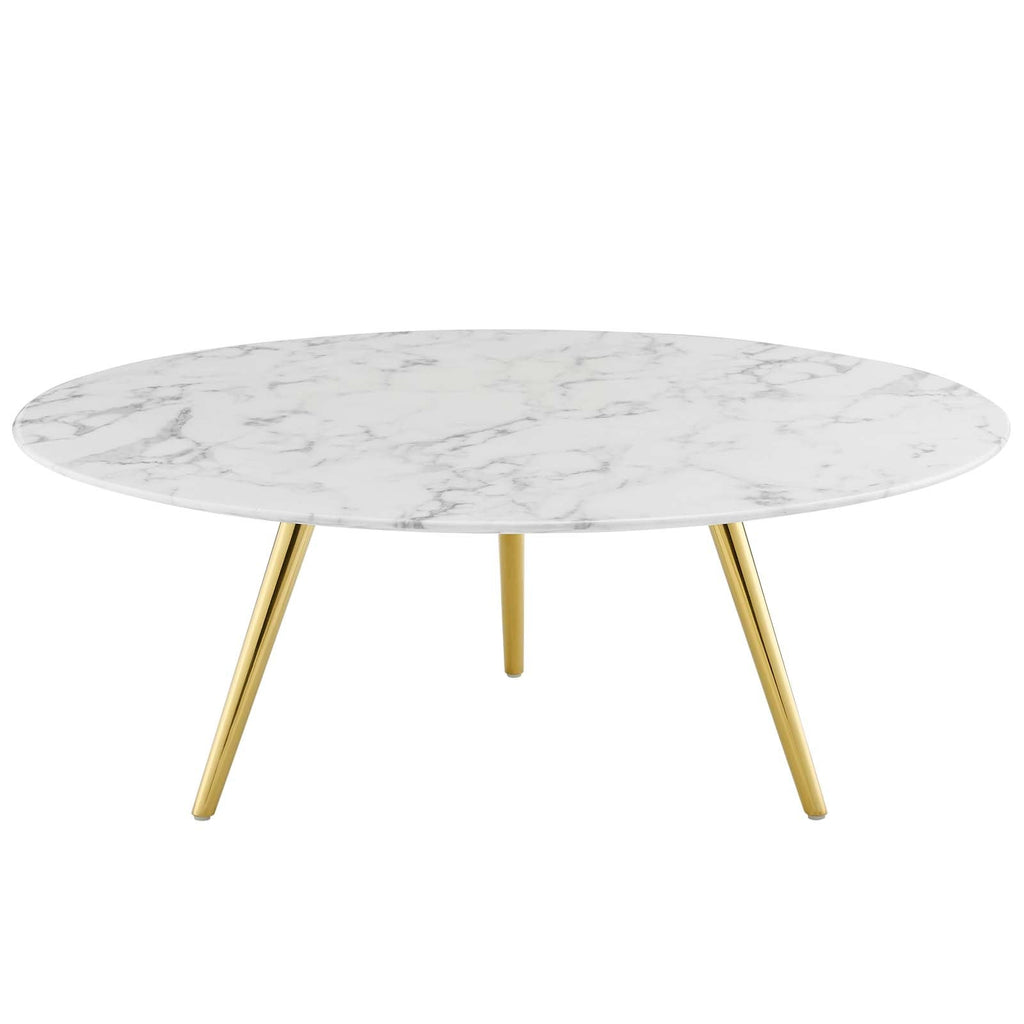 Lippa 40" Round Faux Marble Coffee Table with Tripod Base by Modway