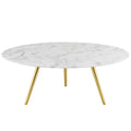 Lippa 40" Round Faux Marble Coffee Table with Tripod Base by Modway