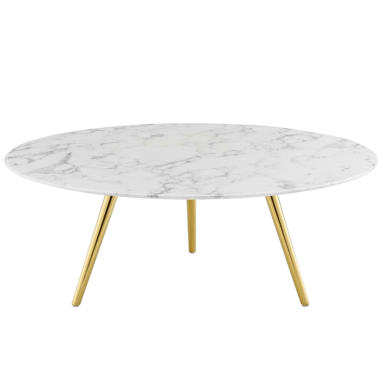 Lippa 40" Round Faux Marble Coffee Table with Tripod Base by Modway