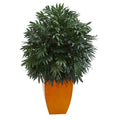 4' Triple Bamboo Artificial Plant in Orange Planter
