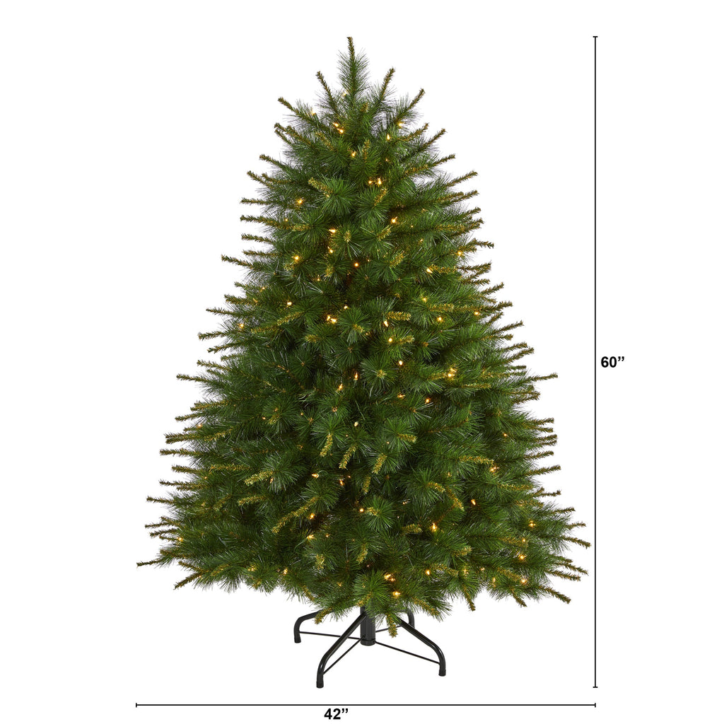 5' New England Pine Artificial Christmas Tree with 200 Clear Lights