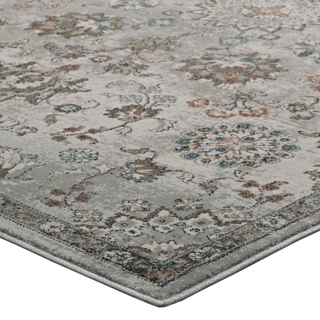 Hana Distressed Vintage Floral Lattice 5x8 Area Rug by Modway