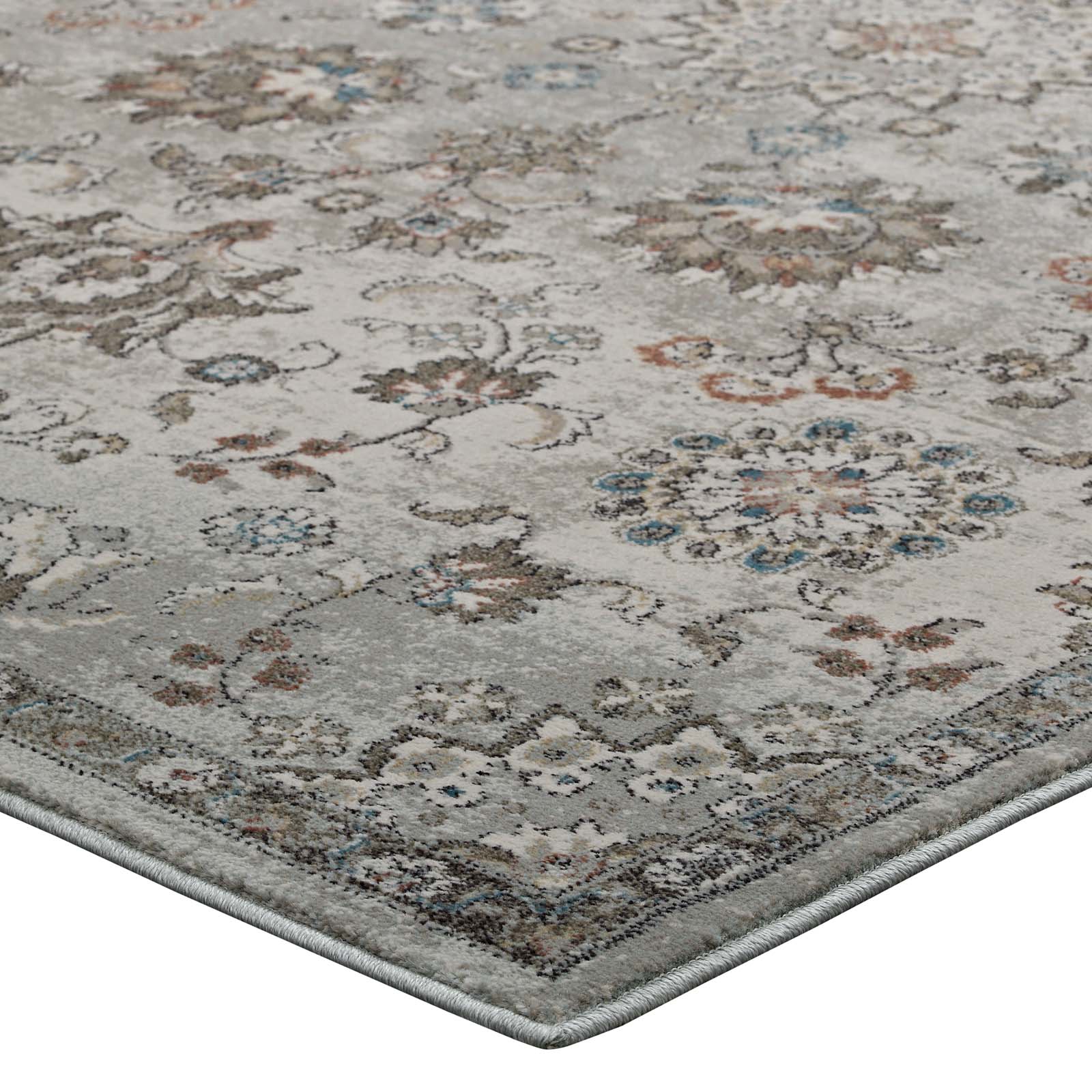 Hana Distressed Vintage Floral Lattice 5x8 Area Rug by Modway