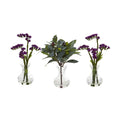 10" Baby Breath and Olive Artificial Arrangement in Vase (Set of 3)