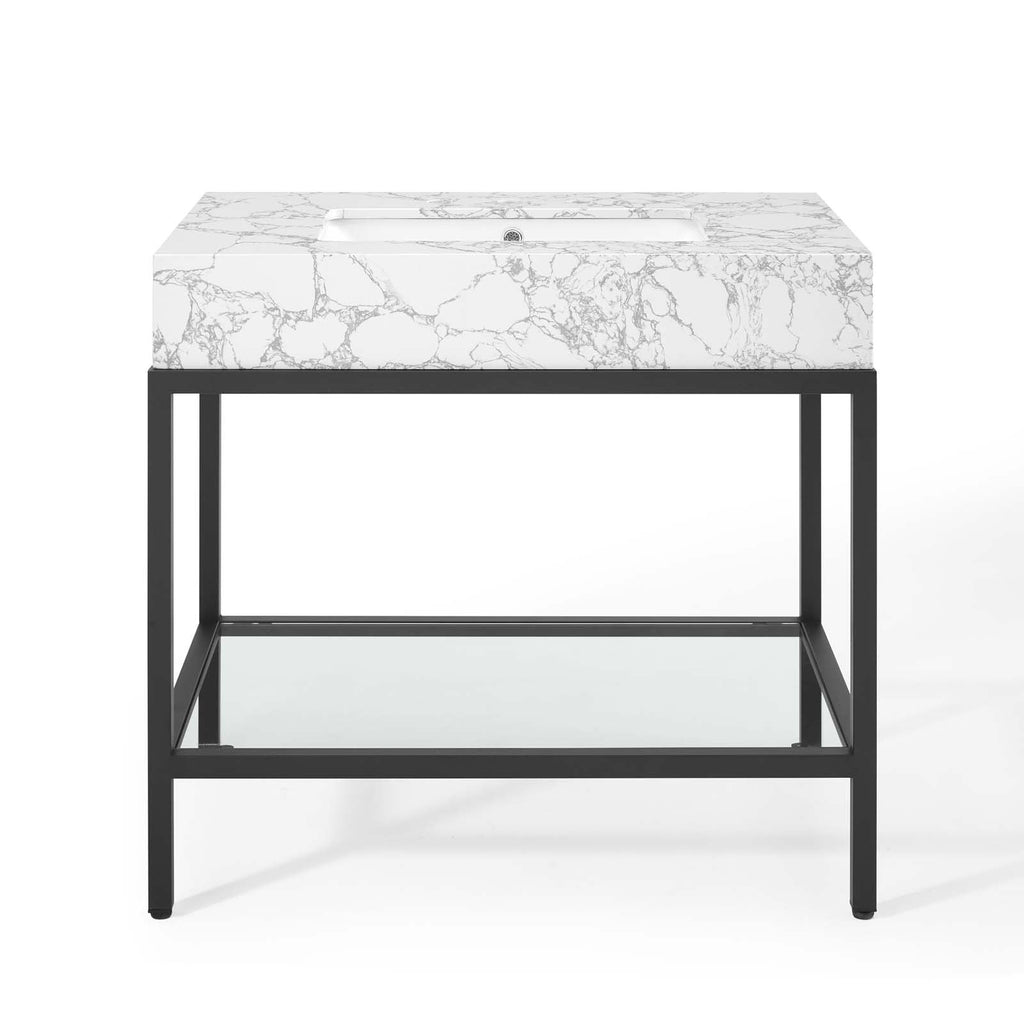 Kingsley 36" Black Stainless Steel Bathroom Vanity by Modway