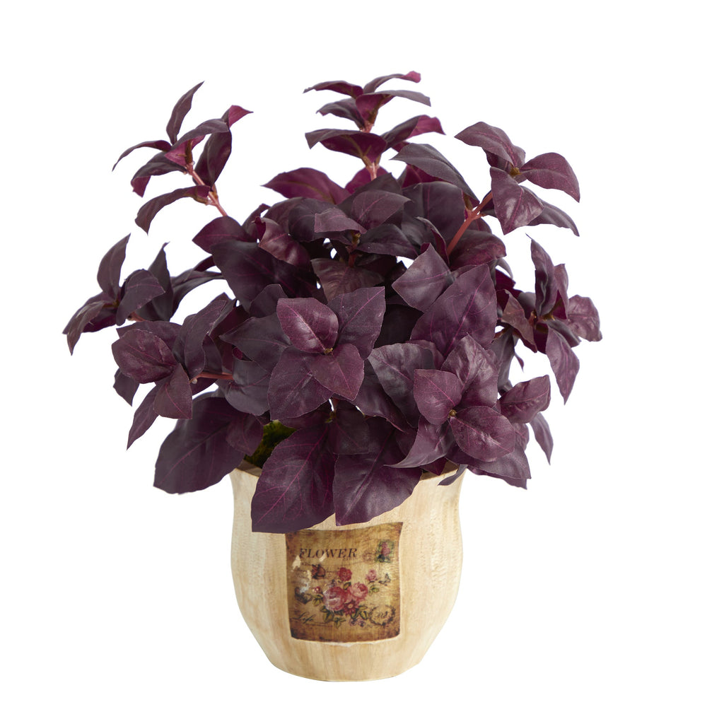 12" Basil Artificial Plant in Decorative Planter