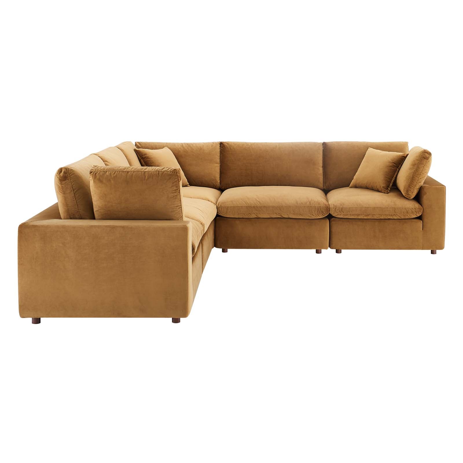Commix 5-Piece Down Filled Overstuffed Performance Velvet Sectional Sofa by Modway