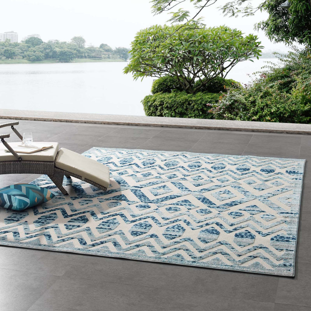 Reflect Tamako Diamond and Chevron Moroccan Trellis 8x10 Indoor / Outdoor Area Rug by Modway