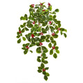 27"  Variegated Holly Leaf w/Berries Hanging Bush Artificial Plant (Set of 3)