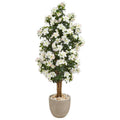 5' Azalea Artificial Tree In Sand Stone Planter 9461 By Nearly Natural