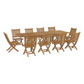 Marina 11 Piece Outdoor Patio Teak Dining Set by Modway