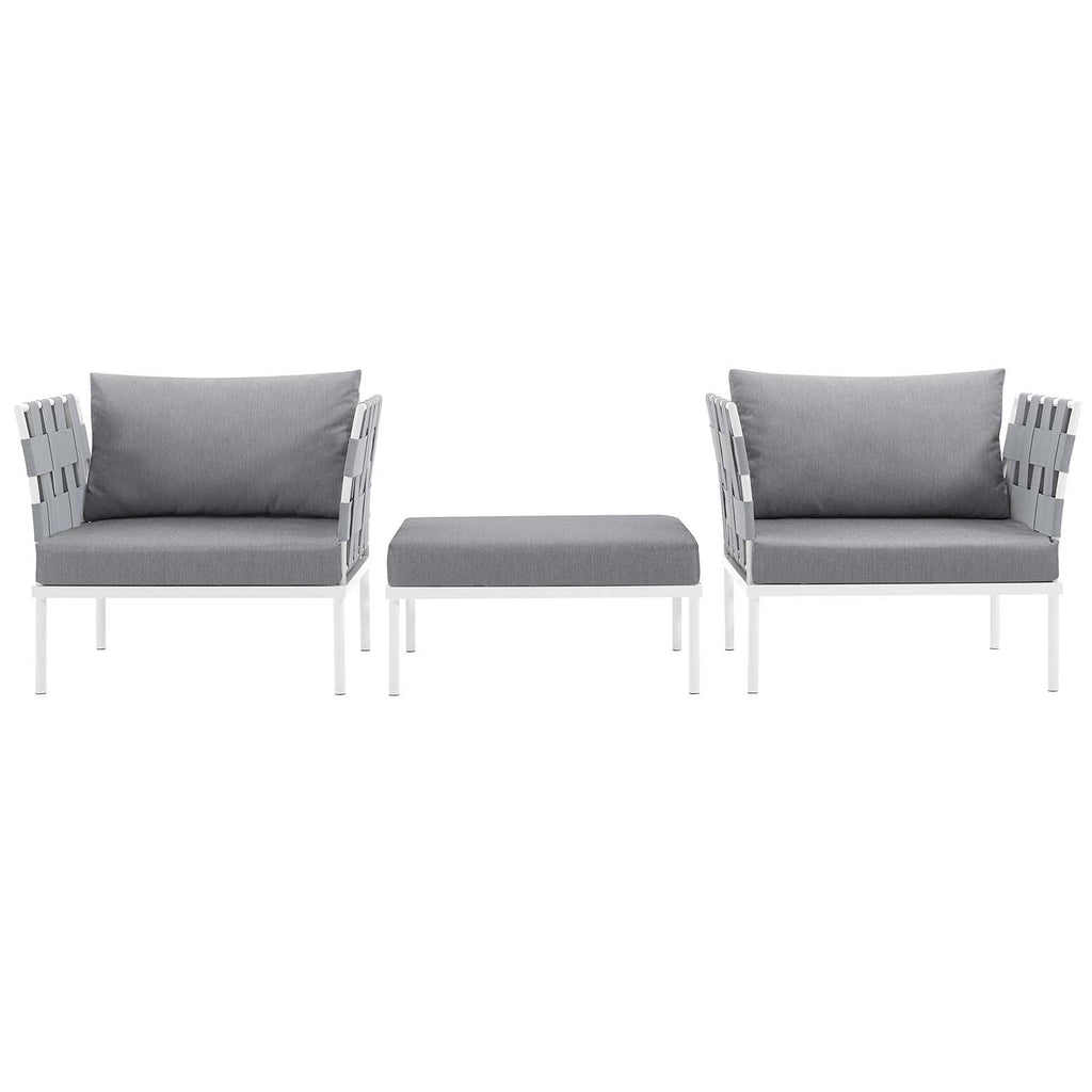 Harmony 3 Piece Outdoor Patio Aluminum Sectional Sofa Set by Modway