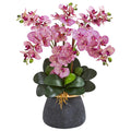 Phalaenopsis Orchid Artificial Arrangement in Stoneware Vase