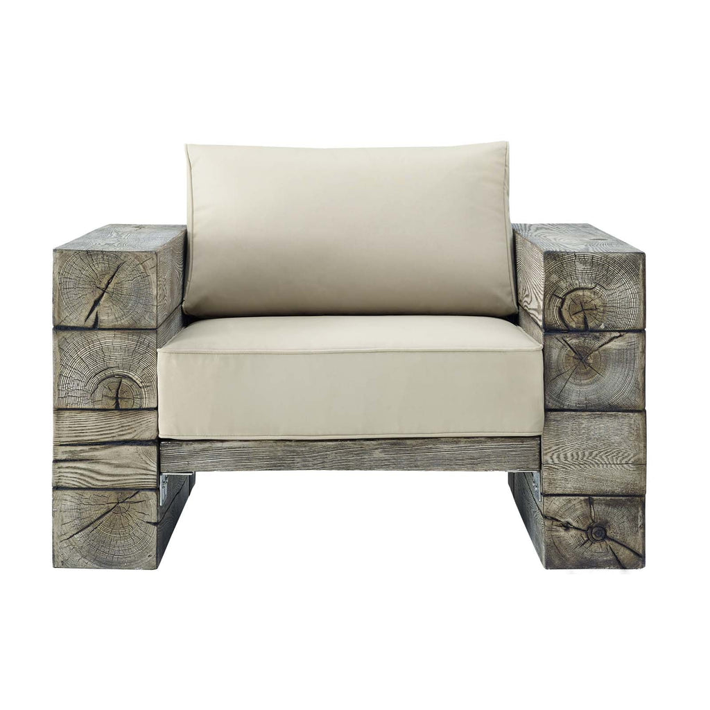 Manteo Rustic Coastal Outdoor Patio Sunbrella¨  Lounge Armchair