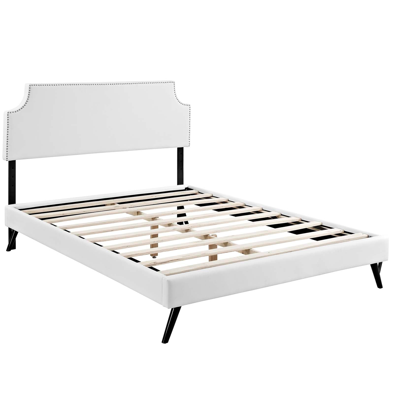 Corene Vinyl Full Platform Bed with Round Splayed Legs by Modway