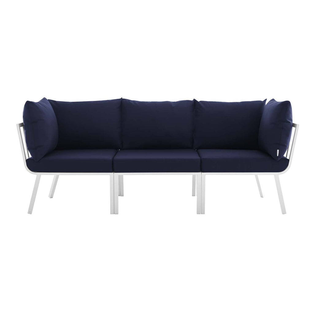 Riverside 3 Piece Outdoor Patio Aluminum Sectional Sofa Set by Modway