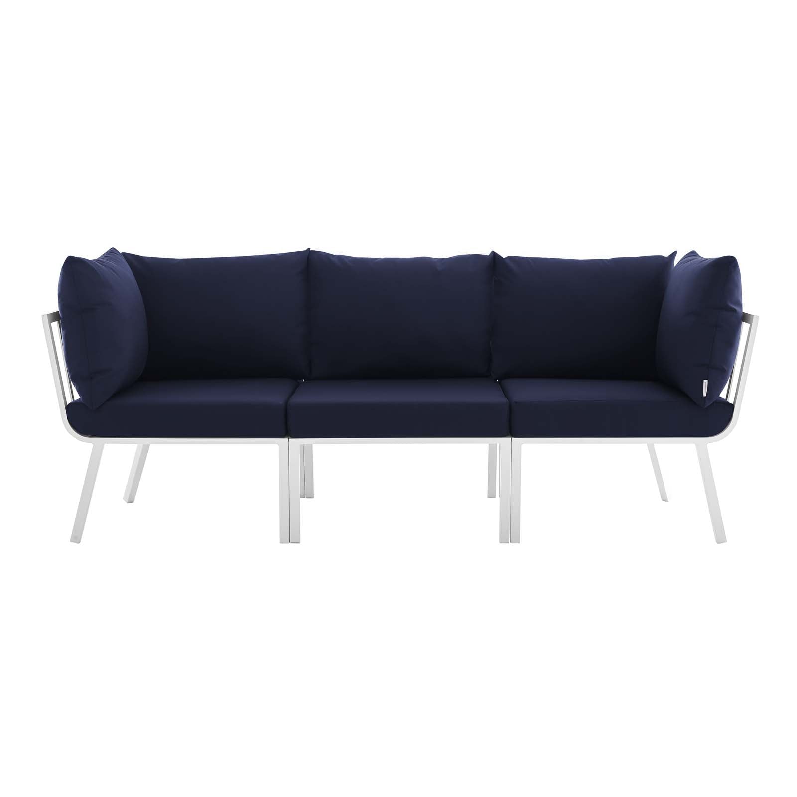Riverside 3 Piece Outdoor Patio Aluminum Sectional Sofa Set by Modway