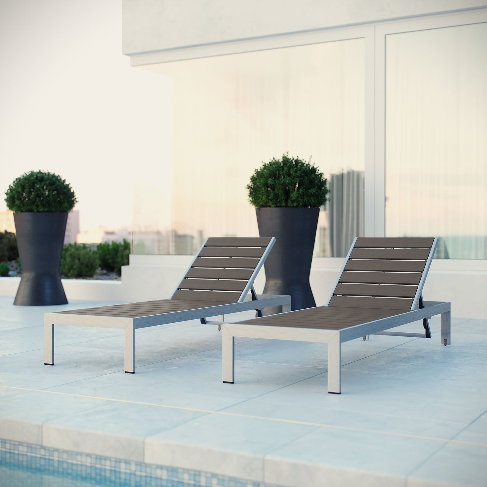 Shore Outdoor Patio Aluminum Chaise Set of 2 by Modway