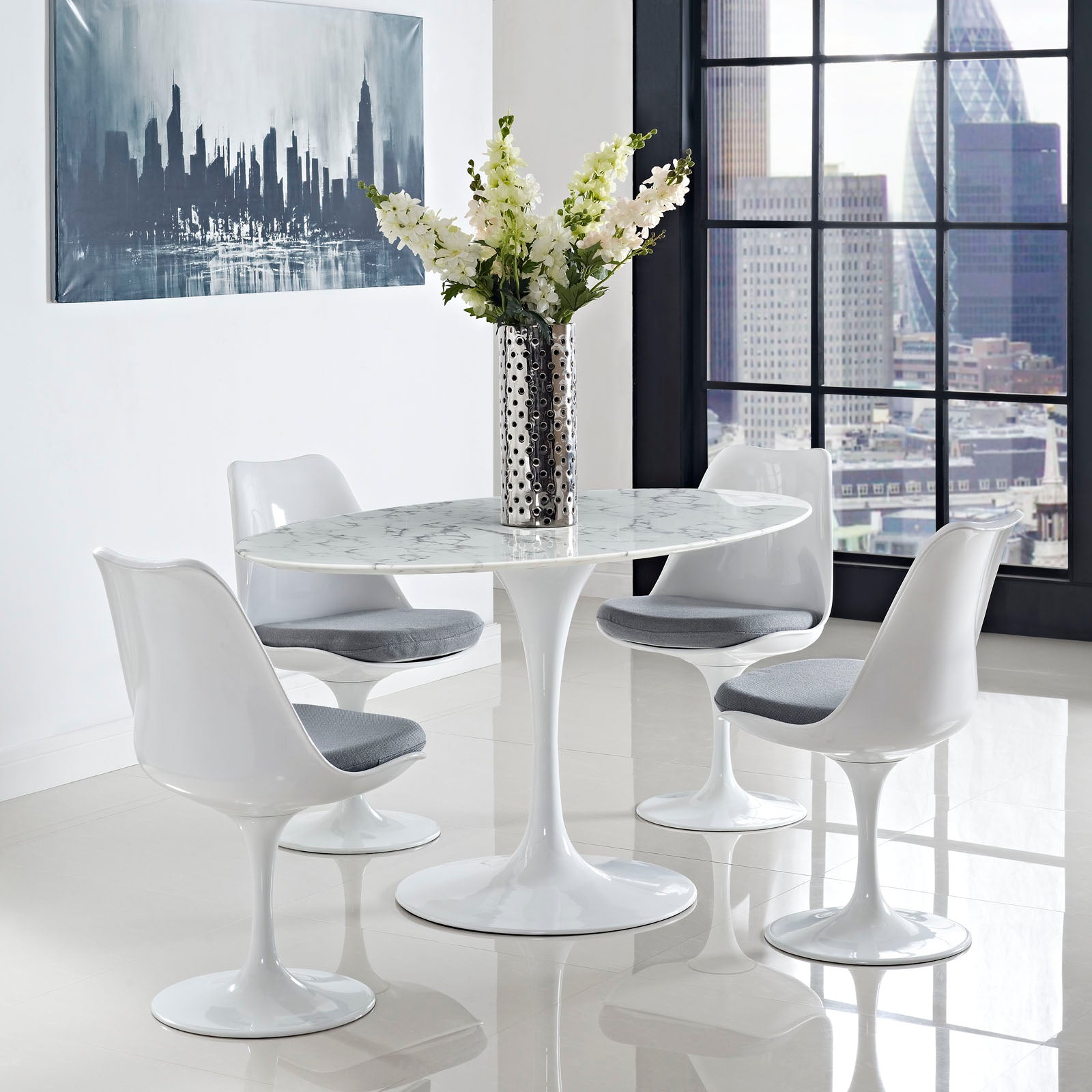 Lippa 60" Oval Faux Marble Dining Table by Modway