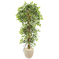 63"  Elegant Ficus Artificial Tree in Sandstone Planter