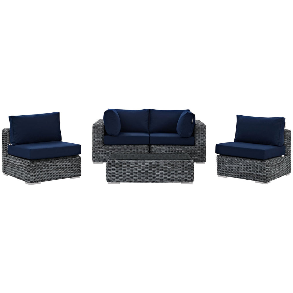 Summon 5 Piece Outdoor Patio Sunbrella¨ Sectional Set by Modway
