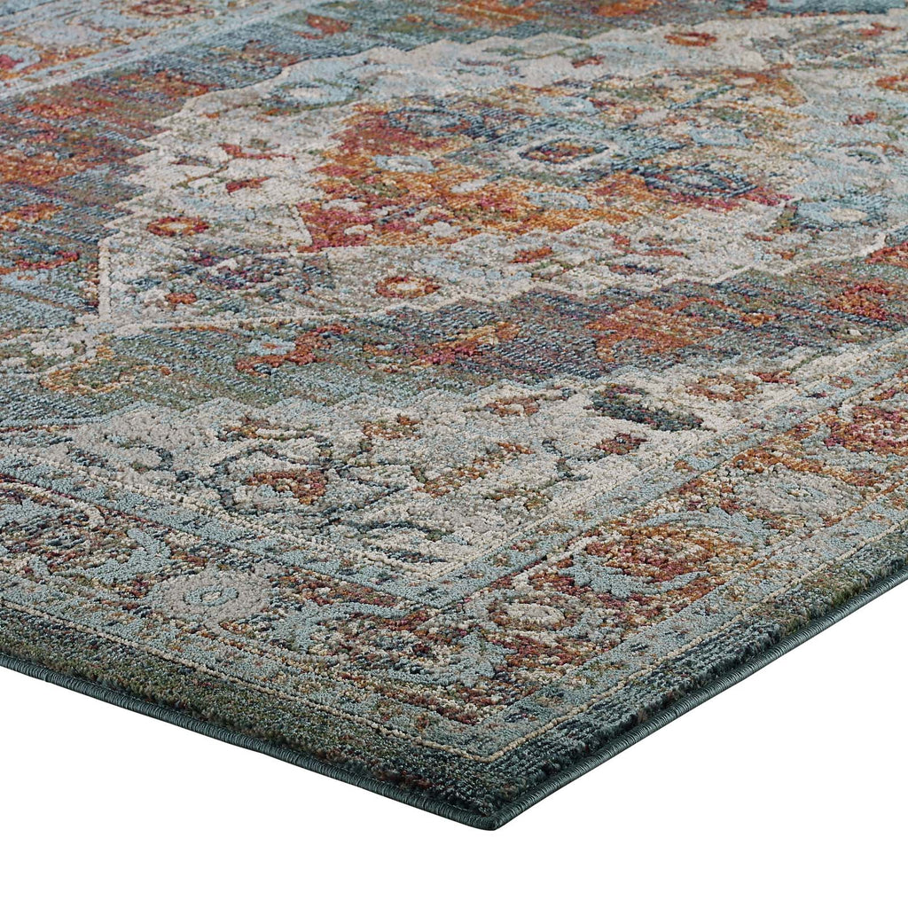 Tribute Camellia Distressed Vintage Floral Vintage Medallion 5x8 Area Rug by Modway