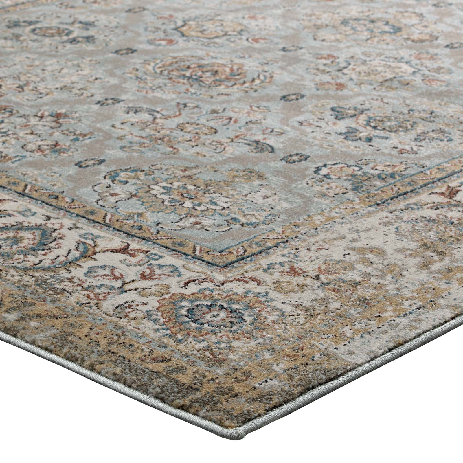 Hisa Distressed Vintage Floral Lattice 5x8 Area Rug by Modway