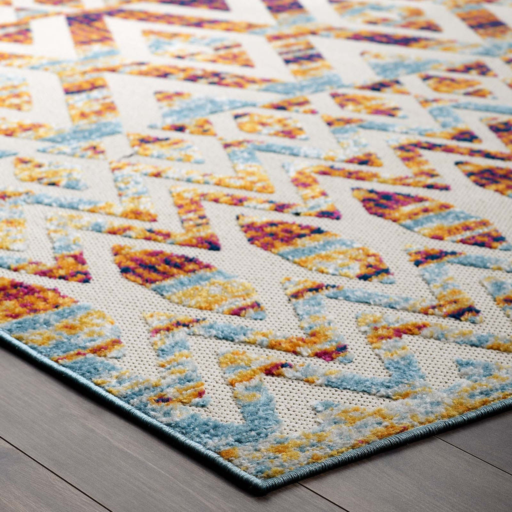 Reflect Tamako Diamond and Chevron Moroccan Trellis 5x8 Indoor / Outdoor Area Rug by Modway