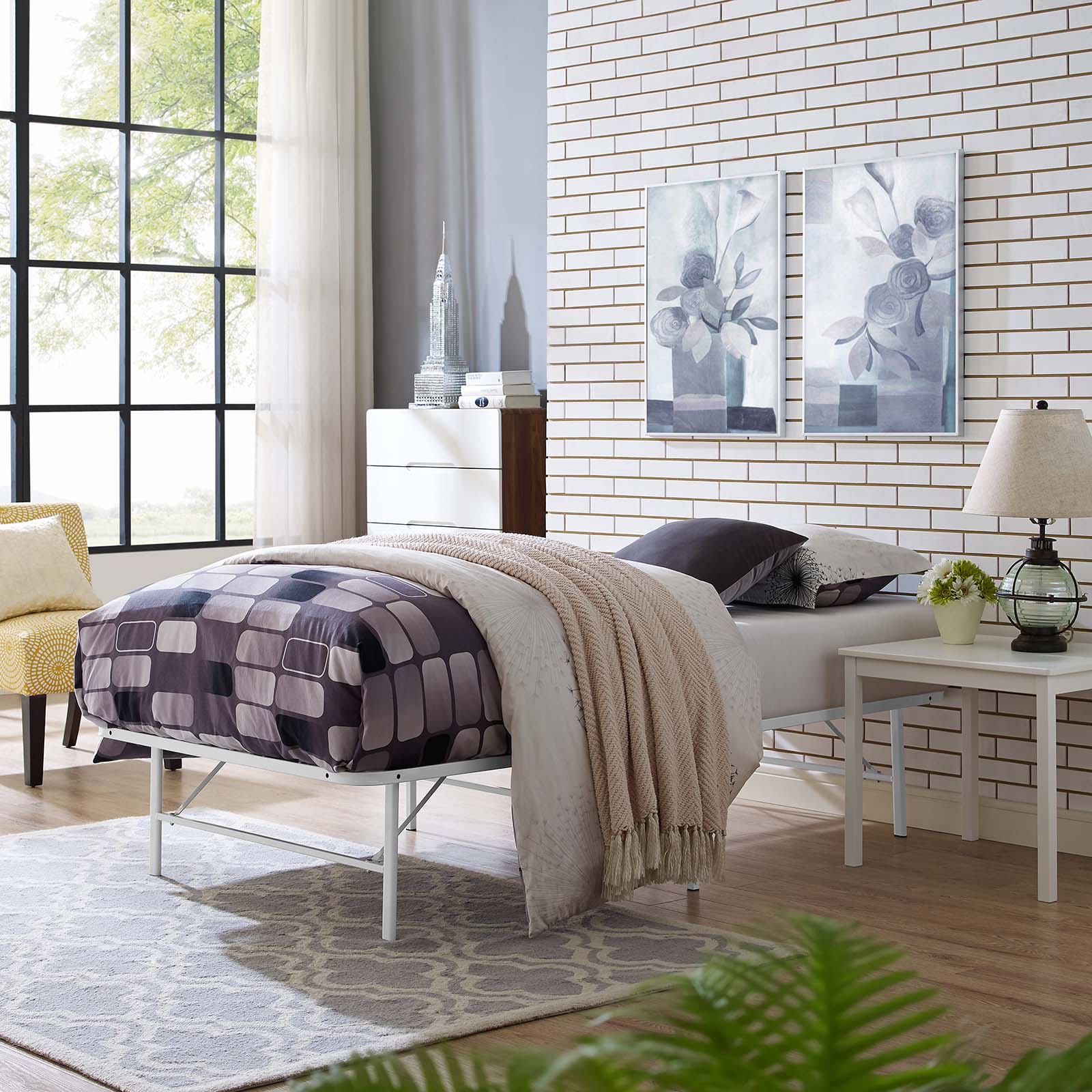 Horizon Stainless Steel Twin Bed Frame by Modway