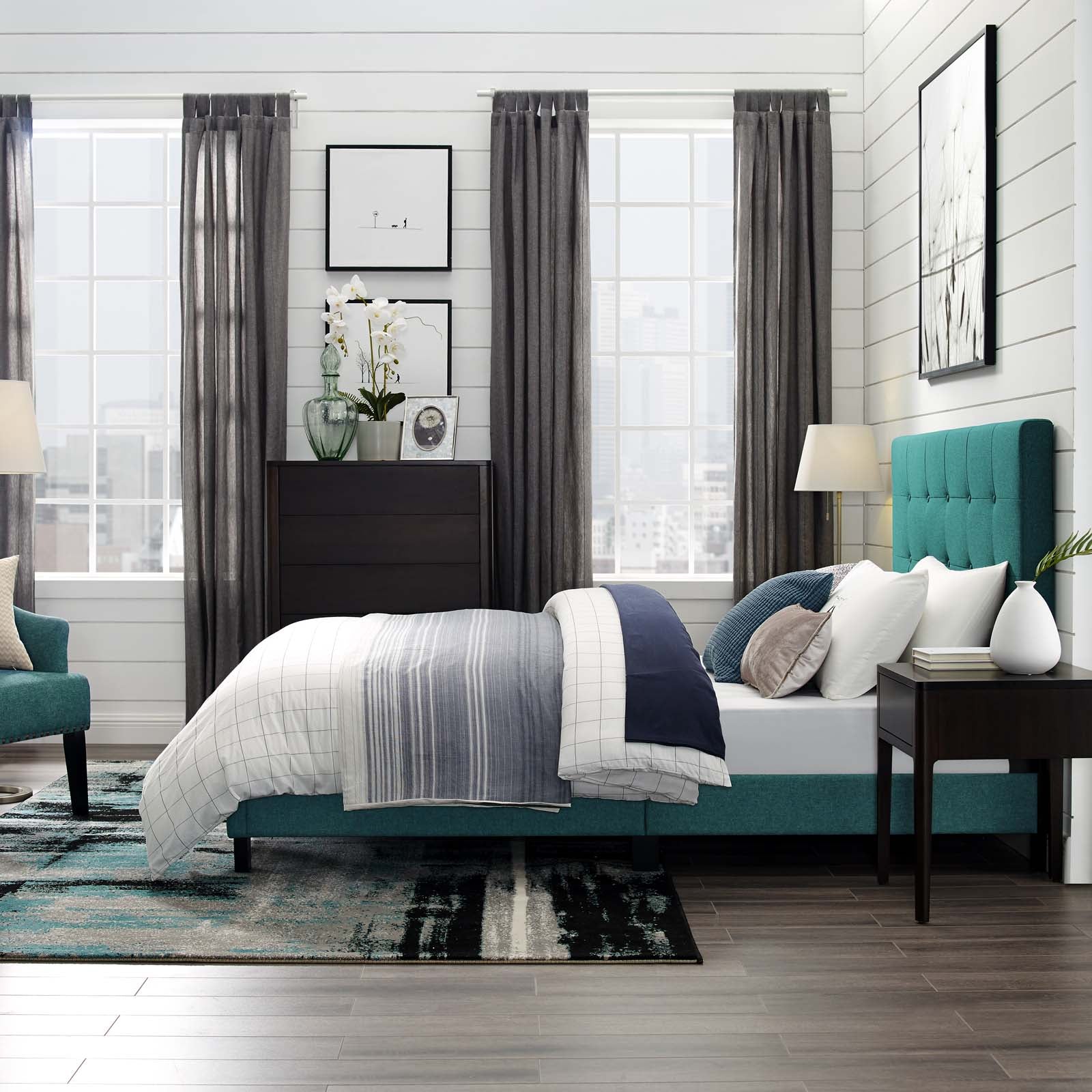 Melanie Tufted Button Upholstered Fabric Queen Platform Bed by Modway