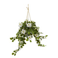 3.5' Poinsettia and Variegated Holly Artificial Plant in Hanging Metal Bucket