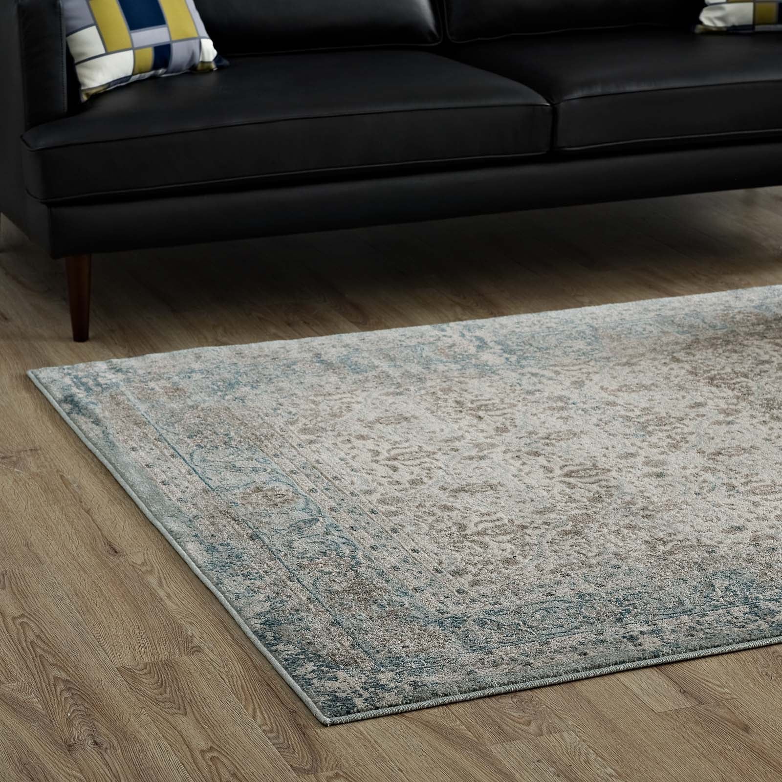 Dilys Distressed Vintage Floral Lattice 8x10 Area Rug by Modway