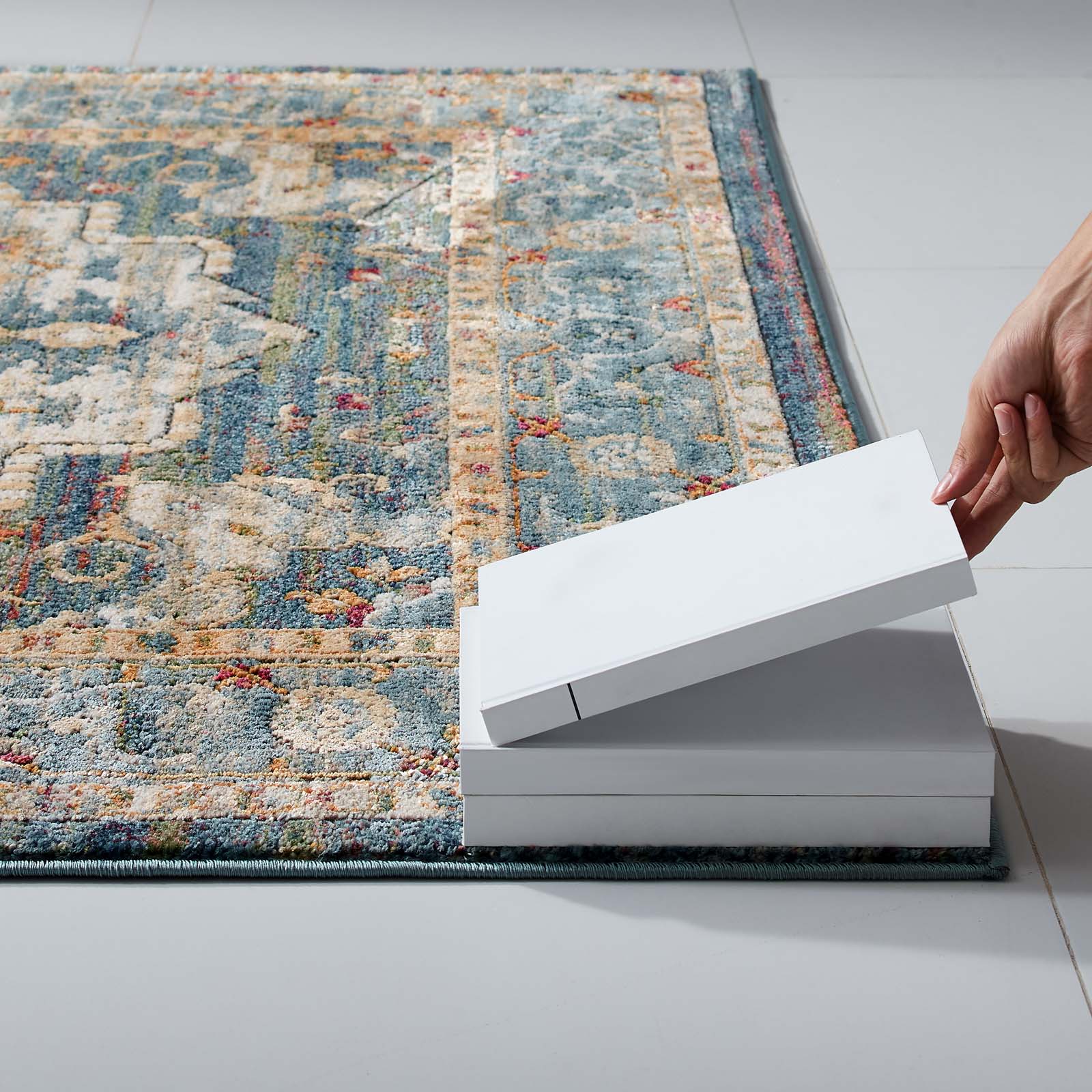Tribute Diantha Distressed Vintage Floral Vintage Medallion 5x8 Area Rug by Modway
