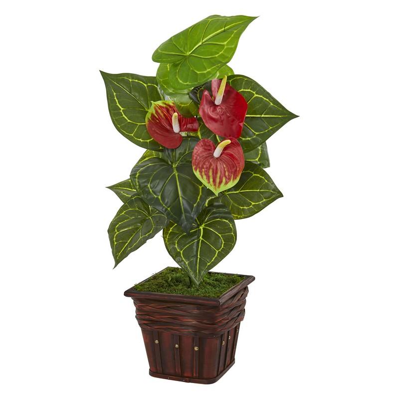29"  Anthurium Artificial Plant in Decorative Planter (Real Touch)