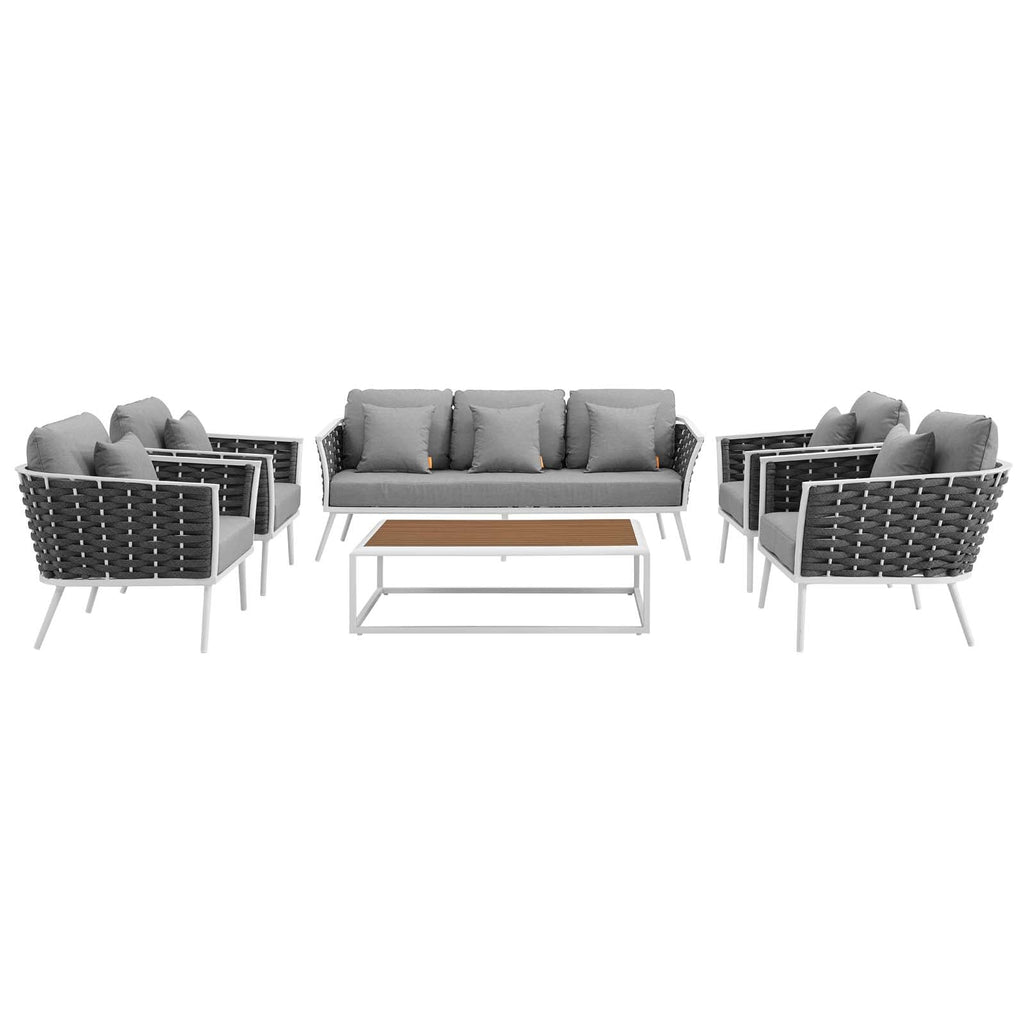 Stance 6 Piece Outdoor Patio Aluminum Sectional Sofa Set by Modway