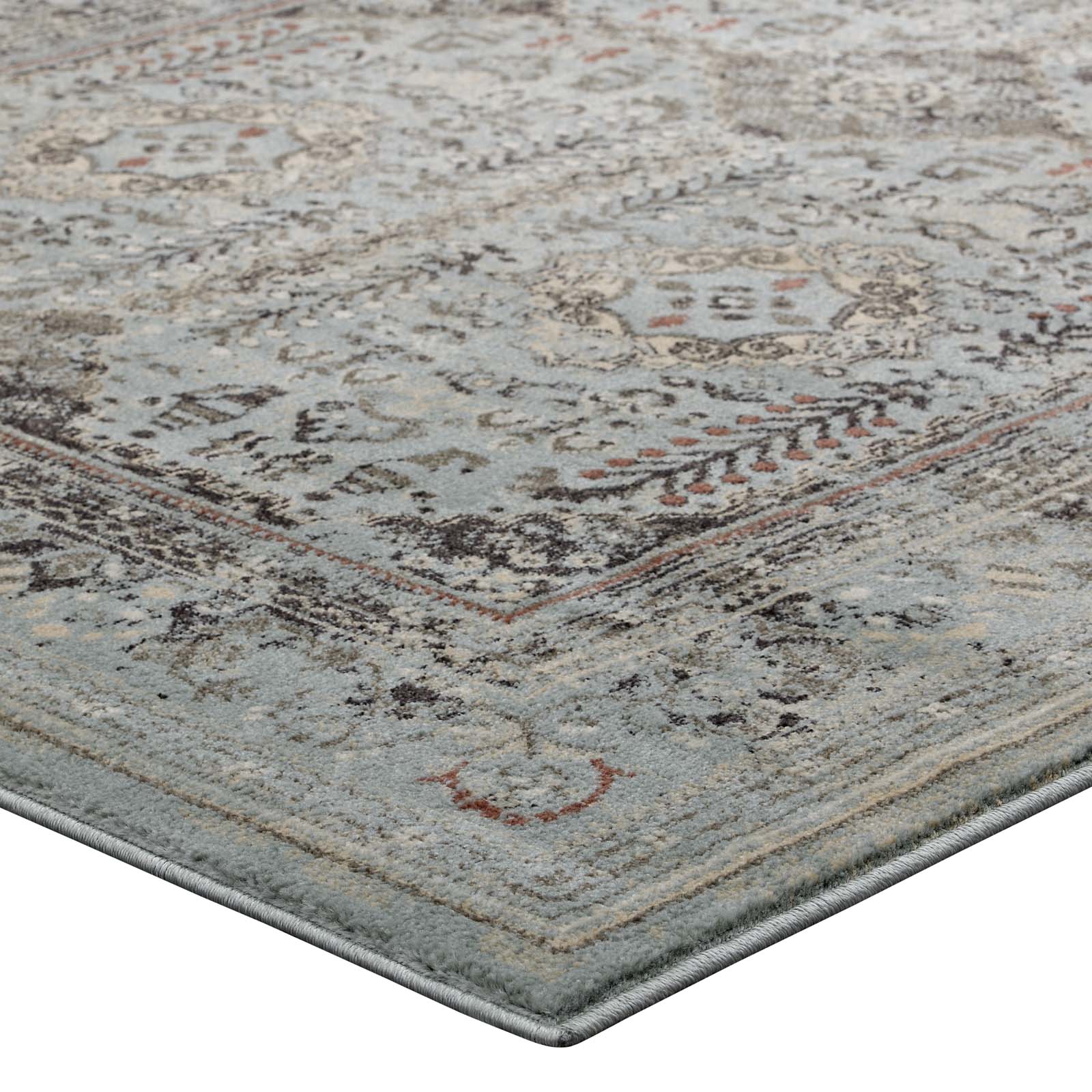 Enye Distressed Vintage Floral Lattice 5x8 Area Rug by Modway
