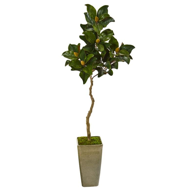 63" Magnolia Artificial Tree In Green Planter 9670 By Nearly Natural