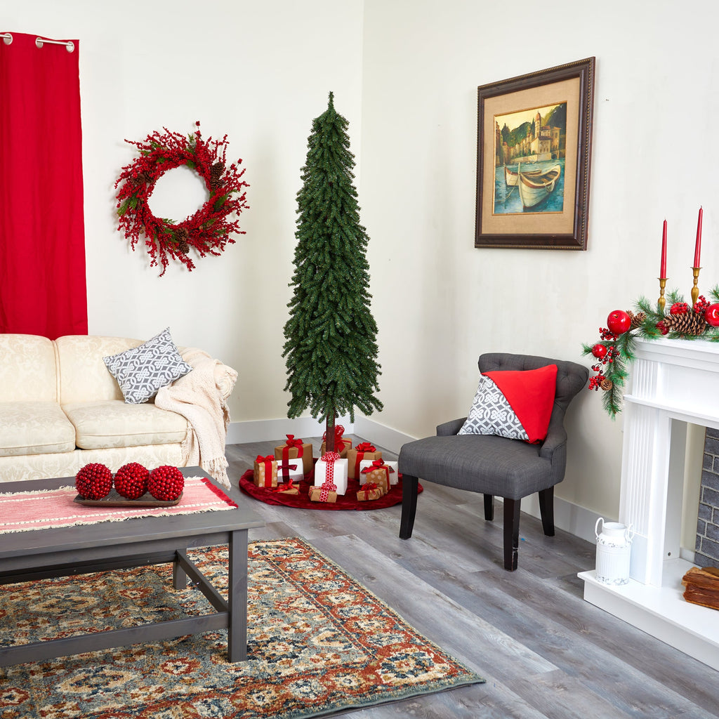 7' Gr& Alpine Artificial Christmas Tree w/950 Bendable Branches on Natural Trunk