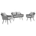 Endeavor 3 Piece Outdoor Patio Wicker Rattan Loveseat and Armchair Set by Modway