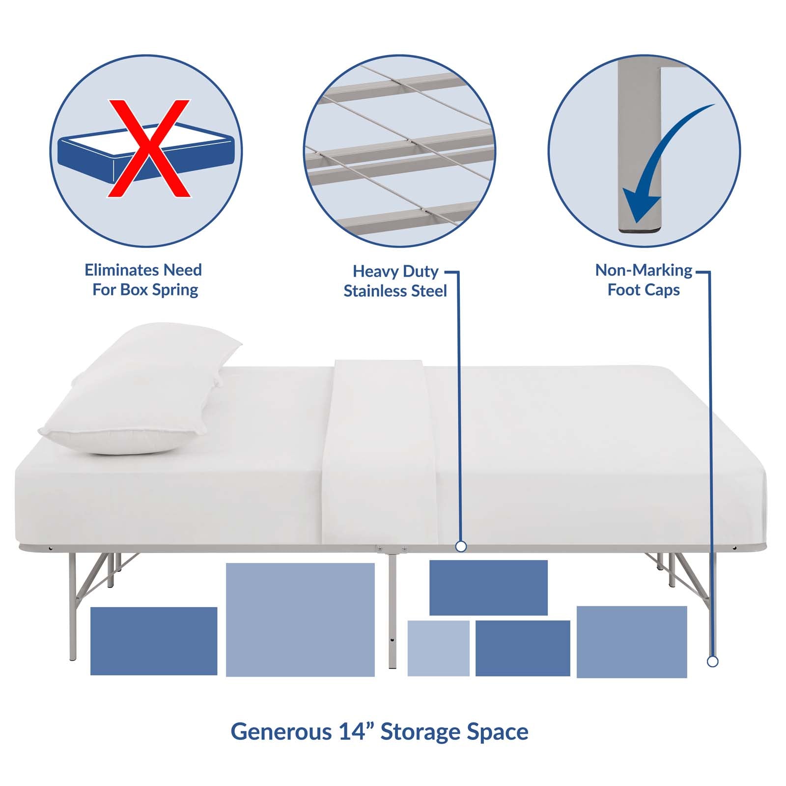 Horizon Stainless Steel Queen Bed Frame by Modway