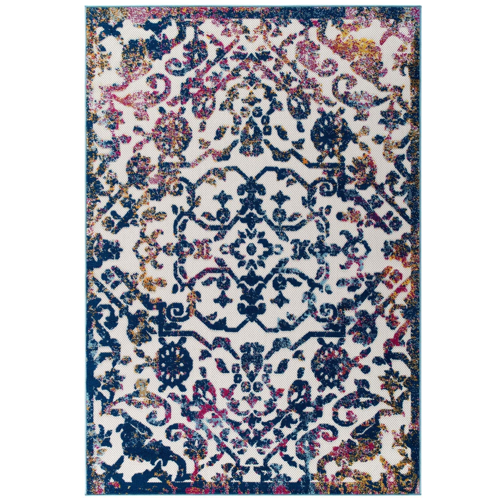 Reflect Primrose Ornate Floral Lattice 5x8 Indoor/Outdoor Area Rug by Modway