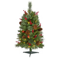 3' Norway Mixed Pine Artificial Christmas Tree w/ 50 Clear LED Lights